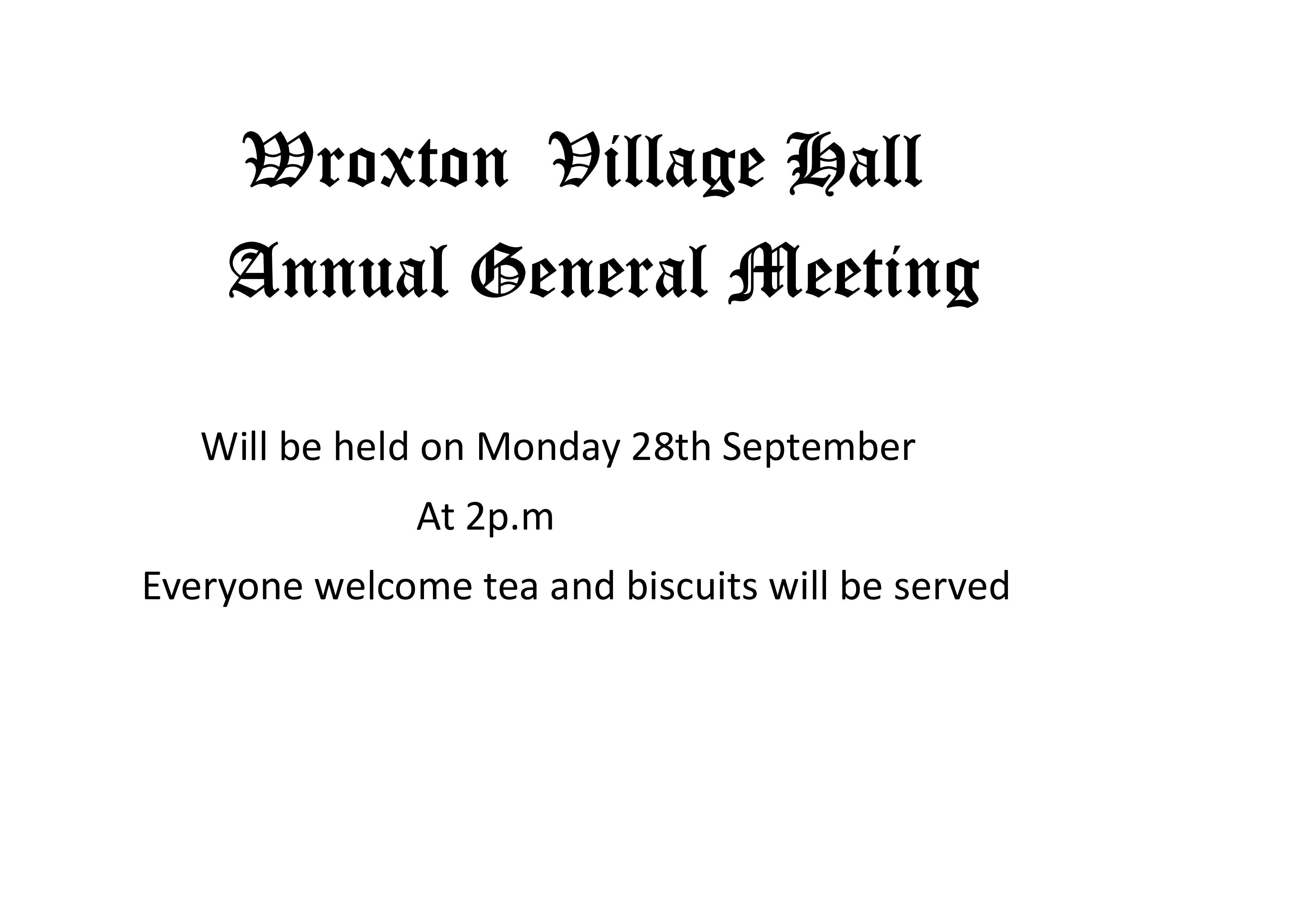 Wroxton Village Hall Annual General Meeting